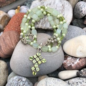 Sterling Silver Peridot-Pearl Necklace/Bracelet